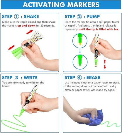Magnetic Black Dry Erase Board Sheet 17" x 11" for Fridge, Easy to Read with 3 Bright Colors Chalk Markers, Small Refrigerator Magnet Whiteboard for Family Planner Grocery List