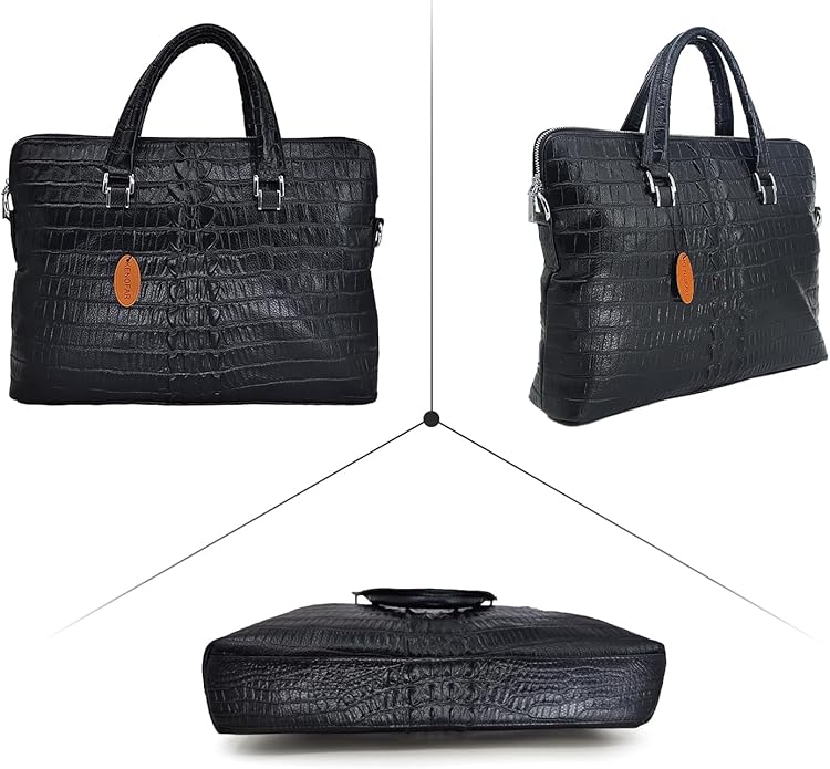 14.5 inches Laptop Bag, Genuine Leather Shoulder Bag for Men Business Briefcase, Travel Crossbody Bag