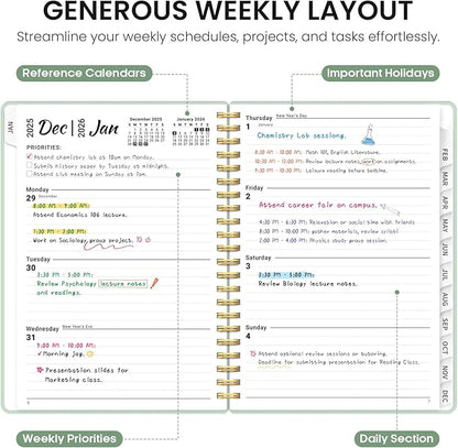 2026 Planner, Weekly and Monthly Calender Planner, Jan 2026 to Dec 2026, Hardcover 2026 Calendar Planner Book with Tabs & Inner Pocket, Office Home School Supplies for Women & Men - A5 (6.3" x 8.5"), Mint