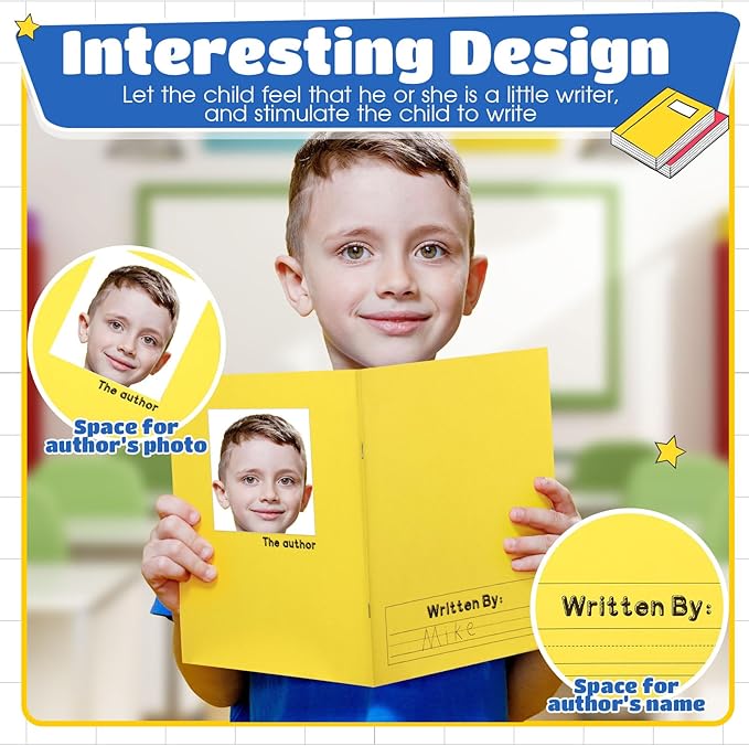 Henoyso 24 Pcs Primary Composition Notebook K-2 9 3/4 x 7 1/2 Inch Primary Journal Blank Writing Book for Kid to Write Draw and Journal 60 Page Notebook Back to School Supplies (Colorful)