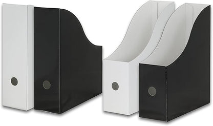 Simple Houseware Magazine File Holder Organizer Box, Black and White, 12 Packs