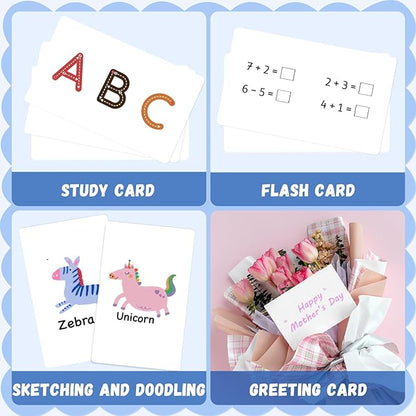 120Pcs Dry Erase Index Cards Notecards Blank Reusable Flash Cards Sheets Game Cards Study Business Note Cards for School Office Housework Taking To Do List(White, 3 x 5 Inch)