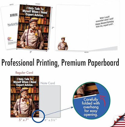 NobleWorks Hilarious Belated Birthday Greeting Card with 5 x 7 Inch Envelope (1 Card) Talk To Myself C10075BEG