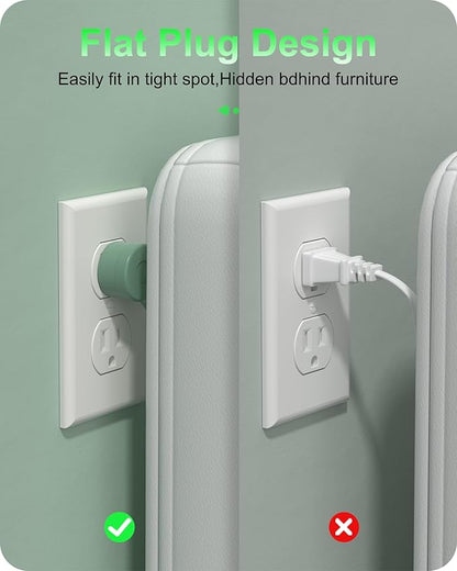 Flat Plug Power Strip, 20W USB C Power Strip with 2500W AC Outlets, 3 USB-C Ports, 2 USB-A Ports, 5FT Flat Extension Cord Outlet Extende Desk Charging Station for Home/Office/Travel Essentials