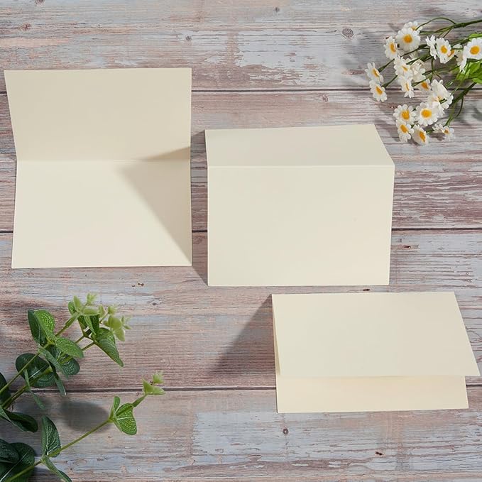 50 Pack Blank Cards Folded Cardstock Thank You Blank Greeting Cards for Invitations, Wedding, Greeting Cards, All Occasion DIY, 4x6 Folded Cards Cream