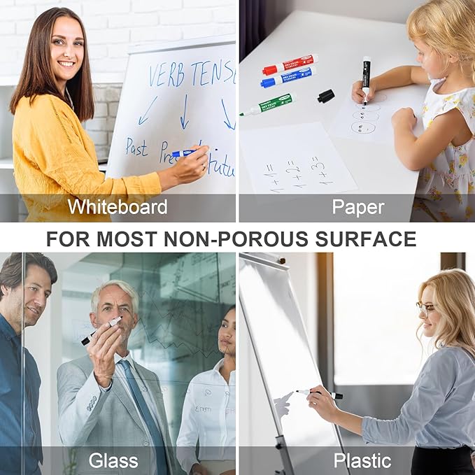 Dry Erase Markers, Chisel Tip Whiteboard Markers, Low Odor Thick Dry Markers, 36 Bulk 4 Assorted Color Markers for Kids/Teachers