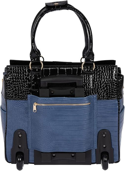 JKM and Company Alligator Compatible With Computer iPad, Laptop Tablet Rolling Tote Bag Briefcase Carryall Bag