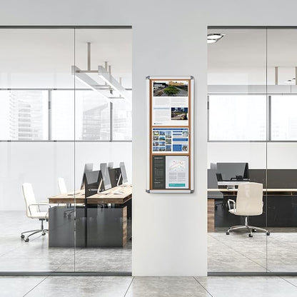 SWANCROWN Locking Bulletin Board Tamper-Proof Notice Board Cork Display Case Wall-Mounted for K12 Office Dentists, 38x14 inch