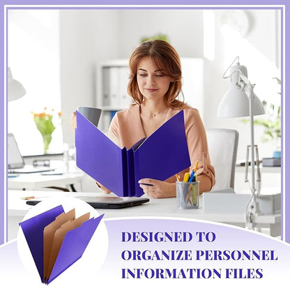 48 Pcs Classification Folders Bulk 2 Dividers File Folder with Fastener 2 Prongs Letter Size Pressboard Filefolders with 3.5 Inch Expansion for Organize Office Medical Document (Purple)