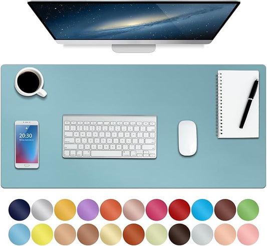Boutilon Leather Desk Pad 30" x14",Non-Slip Mouse Pad,Office Desk Mat,Waterprooft PU Leather Desk Blotter,Desk Pad Protector,Desk Writing Pad for Home Office Decor (M-Light Blue)