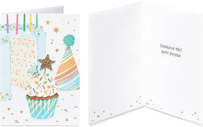 Papyrus Deluxe Boxed Birthday Card Assortment, Floral and Candles (4-Count)