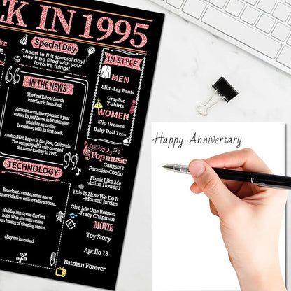 Joycard 30th Anniversary Card for Women, Pearl Wedding Card for Wife, Sweet Marriage Decorations Gifts for Couple, Perfect for Her on Anniversary Day, Back in 1995