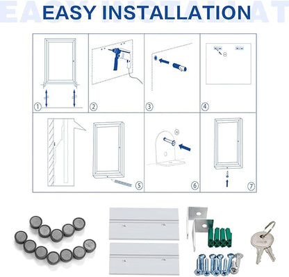 SWANCROWN Enclosed Bulletin Board Magnetic Dry Erase Board 36” x 24” Weatherproof Notice Board for Outdoor Public School Office
