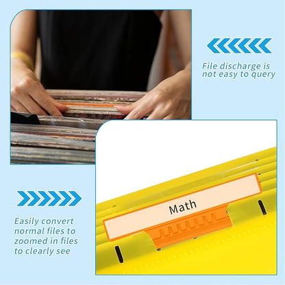 50 Pieces 4 Inch Hanging File Folder Tabs and Inserts Large Clear Plastic Hanging Folder Tabs for Filing Cabinet Folders Labels Back to School Supplies Assorted Colors (50)