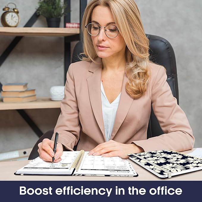 2026 Planner, Aesthetic Weekly and Monthly Planner for Women, Jan 2026 to Dec 2026, Hardcover 2026 Calendar Book with Monthly Tabs, Inner Pocket, Perfect for Office Home School - A5 (6.3" x 8.5"), Simple Daisy