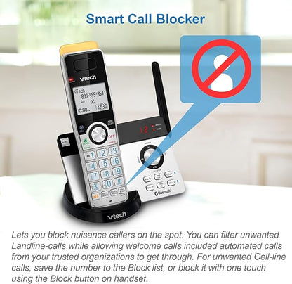 VTECH IS8121 Super Long Range up to 2300 Feet DECT 6.0 Bluetooth Expandable Cordless Phone for Home with Answering Machine, Call Blocking, Connect to Cell, Intercom and Expandable to 5 Handsets