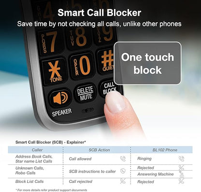 AT&T BL102-3 DECT 6.0 3-Handset Cordless Phone for Home with Answering Machine, Call Blocking, Caller ID Announcer, Audio Assist, Intercom, and Unsurpassed Range, Silver/Black