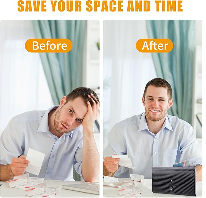 Nicecho Receipt Coupon Organizer, 13 Pockets Small Accordion File Organizer with Labels for Receipt Cards, Bill Business, Coupons Storage, 10.2X 5.1 Inches