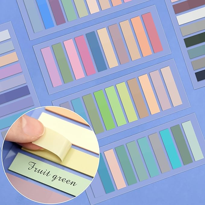 SIQUK 4200 Pieces Sticky Tabs for Annotating Books Tabs Morandi Sticky Flags Clear Transparent Page Markers Strip Page Flags Colored Tabs Writable and Repositionable Book Annotation Tabs