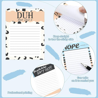 Funny Notepads with Sayings Sticky Funny Office Supplies to Do List Sarcastic Work Assorted Notepad for Workers, 12 Designs, 3 x 3.93 Inch(Retro Style)