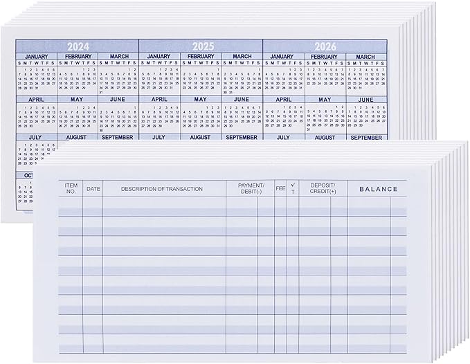 24 Pack Check Register, Checkbook Registers for Personal, Blank Ledger Transaction Registers for Personal or Business, Check Register Book for Checking and Saving Account, Deposit and Credit Card