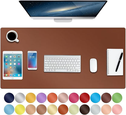 Boutilon Leather Desk Pad 35"x 17" Non-Slip Mouse Pad,Office Desk Mat,Waterprooft PU Leather Desk Blotter,Desk Pad Protector,Desk Writing Pad for Home Office Decor (L-Brown,35"x 17")