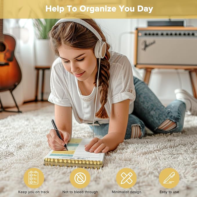 To Do List Notepad, To Do List Notebook for Work with 52 Undated Sheets, Daily To Do List Planner, Checklist Organizer Notebook for Office, Home and School- Yellow