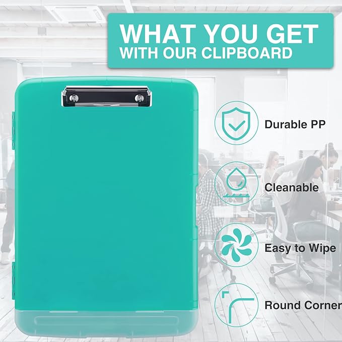 Sooez Clipboard with Storage, High Capacity Nursing Clipboards with Pen Holder, Heavy Duty Plastic Storage Clipboard with Low Profile Clip, Clipboard Folder, Teacher Must Haves, Office Supplies