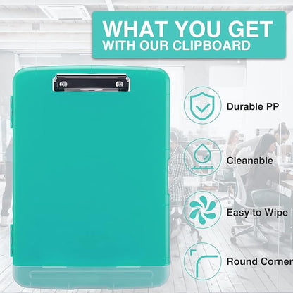 Sooez Clipboard with Storage, High Capacity Nursing Clipboards with Pen Holder, Heavy Duty Plastic Storage Clipboard with Low Profile Clip, Clipboard Folder, Teacher Must Haves, Office Supplies