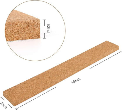 FEBSNOW 3 Pcs Bulletin Strip Cork Strip Cork Bulletin Bar Strip Natural Frameless Cork Board Strips with Strength Adhesive Backing for Office, School, Home Holiday Decor 15" X 2"- 1/2" Thick