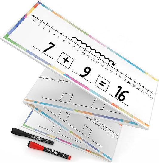 SCRIBBLEDO 0-100 Dry Erase Number Line Board for Students Double Sided 4 Feet with a Red & Black Dry Erase Marker Featuring 0-100 Number Line on One Side and Blank Line on The Reverse