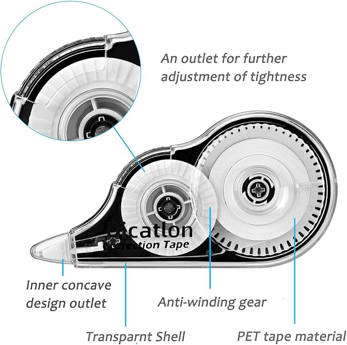 10-Count pack White Out Easy to Use Correction Tape Quick Dry Tear Resistant Shaped Applicator Instant Corrections Correct Wrong Writing At Any Time For Office Students school Home