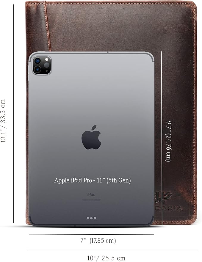 Leather Portfolio Binder, Professional Organizer Padfolio – Resume Folder, Business Card & Document Holder, Portfolios for Men & Women, Office & Business Supplies by Luxeoria | (Small - Brown)