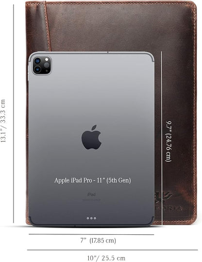 Leather Portfolio Binder, Professional Organizer Padfolio – Resume Folder, Business Card & Document Holder, Portfolios for Men & Women, Office & Business Supplies by Luxeoria | (Small - Brown)