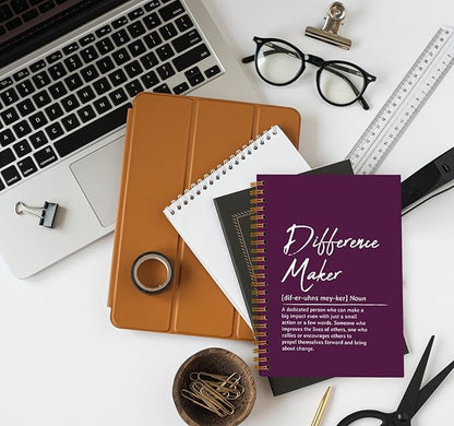 OXW Difference Maker Appreciation Gift, Meeting Notebook for Work, Thank You Gifts for Leader Mentor Manager Boss, Office Supplies Social Worker Notebook, Purple Hardcover Spiral Notebook 5.5 x 8.3