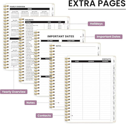 2026 Planner, Aesthetic Weekly and Monthly Planner for Women, Jan 2026 to Dec 2026, Hardcover 2026 Calendar Book with Monthly Tabs, Inner Pocket, Perfect for Office Home School - A4 (8.5" x 11"), Soft Peony