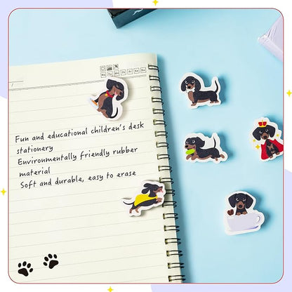 CJiangpo 60Pcs Dachshund Mini Eraser for Kids Bulk - Cute Cartoon Animal Pencil Rubber Eraser Dog Birthday Party Favors Filler Kids Back to School Classroom Prizes Gifts
