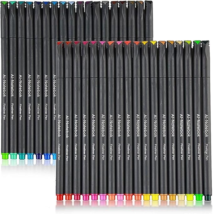 ai-natebok 36 Colored Fineliner Pens Fine Tip Pens Porous Fineliner Color Pens for Journal Planner Writing Note Taking Calendar Agenda Coloring Art School Office Supplies