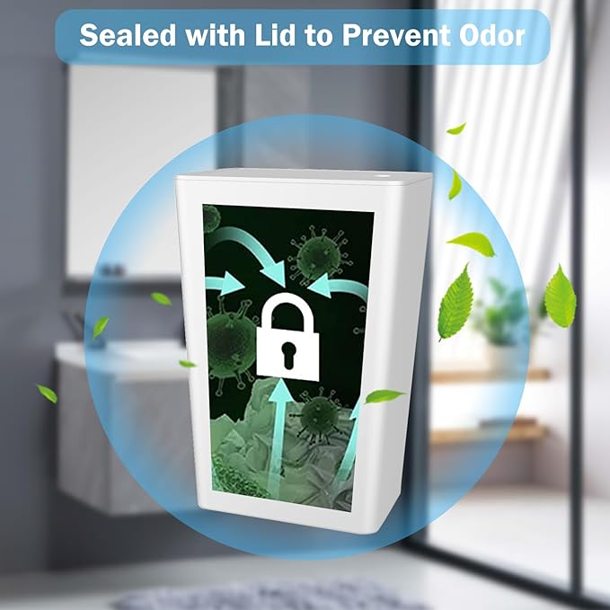 SHPMXUPW 3 Pack Bathroom Small Trash Can with Lid,10L / 2.6 Gallon Slim Garbage Bin Wastebasket with Pop-Up Lid for Bedroom, Office, Kitchen, Craft Room, Fits Under Desk/Cabinet/Sink