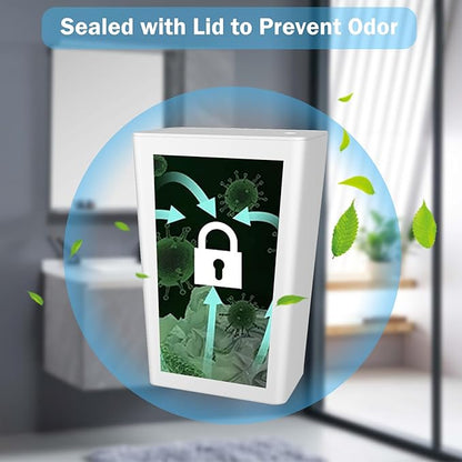 SHPMXUPW 3 Pack Bathroom Small Trash Can with Lid,10L / 2.6 Gallon Slim Garbage Bin Wastebasket with Pop-Up Lid for Bedroom, Office, Kitchen, Craft Room, Fits Under Desk/Cabinet/Sink