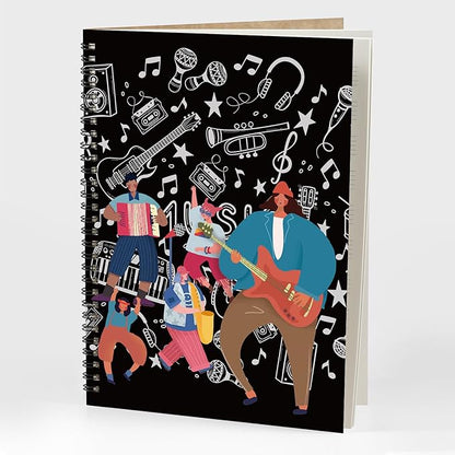 MAXCURY Blank Sheet Music Composition Manuscript Staff Paper Art Music Notebook Black 100 Pages 26x19cm (Cartoon)