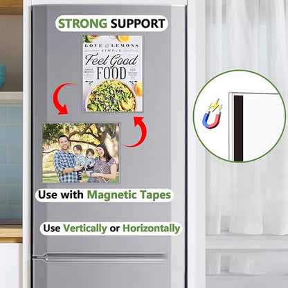 20 Pcs Wall Sign Holder 8.5"x11" Magnetic Sign Holder, Rigid Print Protectors with Adhesive & Magnetic Tapes, Wall Mount Plastic Paper Holder for Office Store Home Window Display (Clear)