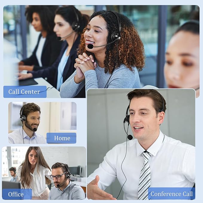 Callez RJ9 Phone Headset for Office Phones Wired Telephone Headset with Microphone Noise Cancelling Compatible with Polycom VVX411 VVX311 VVX410 Avaya 1416 1408 Plantronics S12 Mitel 6920 NEC Aastra