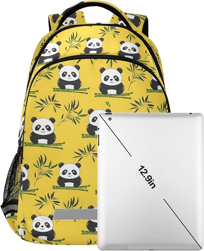MNSRUU Laptop Backpack with Chest Strap, Panda and Bamboo School Backpack, Travel Hiking Backpack for Boys Girls Teen Adult, Rucksack, Knapsack