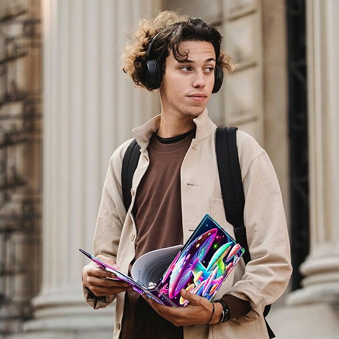 Gorgeous Mushrooms Padfolio Folder with Clipboard,Portfolios Organizer Clipboards with Storage Clipboard Writing Pad PU Leather Conference Document Organizer with Business Card Holder