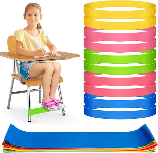 20 Pack Chair Bands for Kids with Fidgety Feet, ADHD Tools for Kids, ROOKEA Sensory Room Must Haves for Adhd Kids Fidget Chair Bands Autism Classroom Must Haves ADHD Tools for Classroom Home Chairs