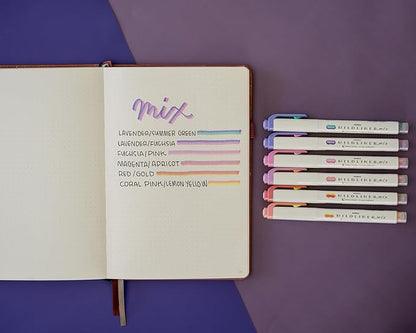 Zebra Pen Mildliner Mix Dual Color Highlighter Marker Set, Chisel Tip, Ideal for Bible Highlighting, No Bleed, Assorted Colors, 6-Pack (77706)