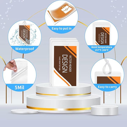 100 Pack 5 Mil Laminating Pouch with Clear Loop 2 1/2" x 4 1/4" Luggage Tag Laminating Pouches with Slot Hole Thermal Laminate Pouch Tags Kit Resealable for Work Permits Pass Cards Student ID Cards