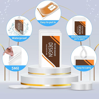 200 Pieces 5 Mil 2 1/2" x 4 1/4" Luggage Laminating Pouches Without Rope Clear Thermal Laminate Pouch Tags with Slot Hole for Pass Cards Student ID (200, 5 Mil-No Loops)