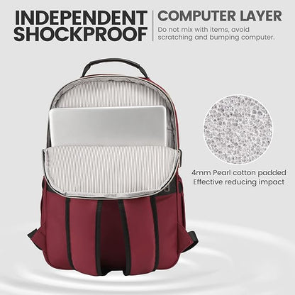LOVEVOOK Laptop Backpack for Women 17.3 inch,Cute Womens Travel Backpack Purse,Professional Laptop Computer Bag,Waterproof Work Business College Teacher Bags Carry on Backpack with USB Port,Wine Red